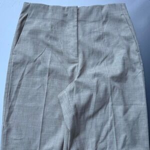 Grey straight leg trousers with zip and button closure